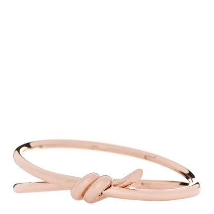 Tiffany 18K Rose Gold Double Row Knot Hinged Bangle Bracelet 1 of 4