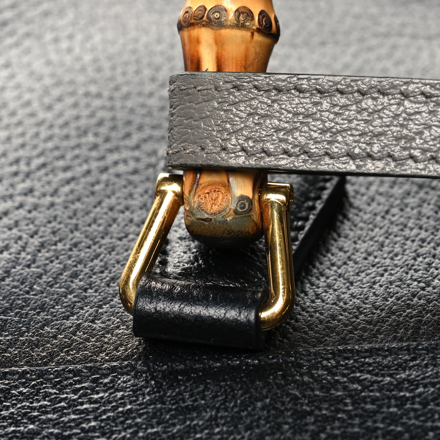 Textured Dollar Calfskin Web Medium Diana Tote Bag Black Dusty Grey