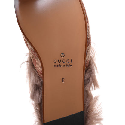 Gucci GG Monogram Fur Mens Princetown Slippers 8 Beige Ruggine Rust 6 of 9