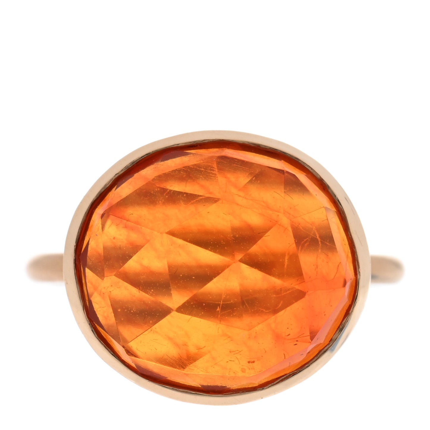 18K Yellow Gold Fire Opal Oval Cocktail Ring 54 6.75