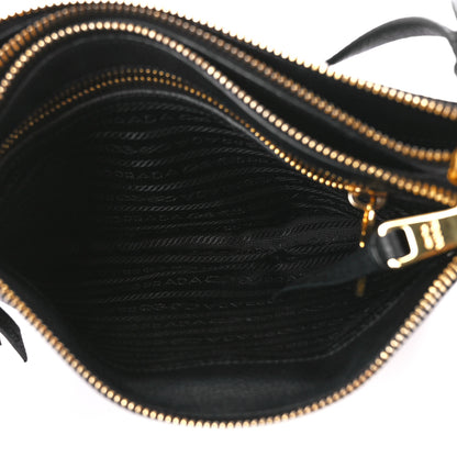 Prada Vitello Daino Double Zip Crossbody Bag Black 7 of 13