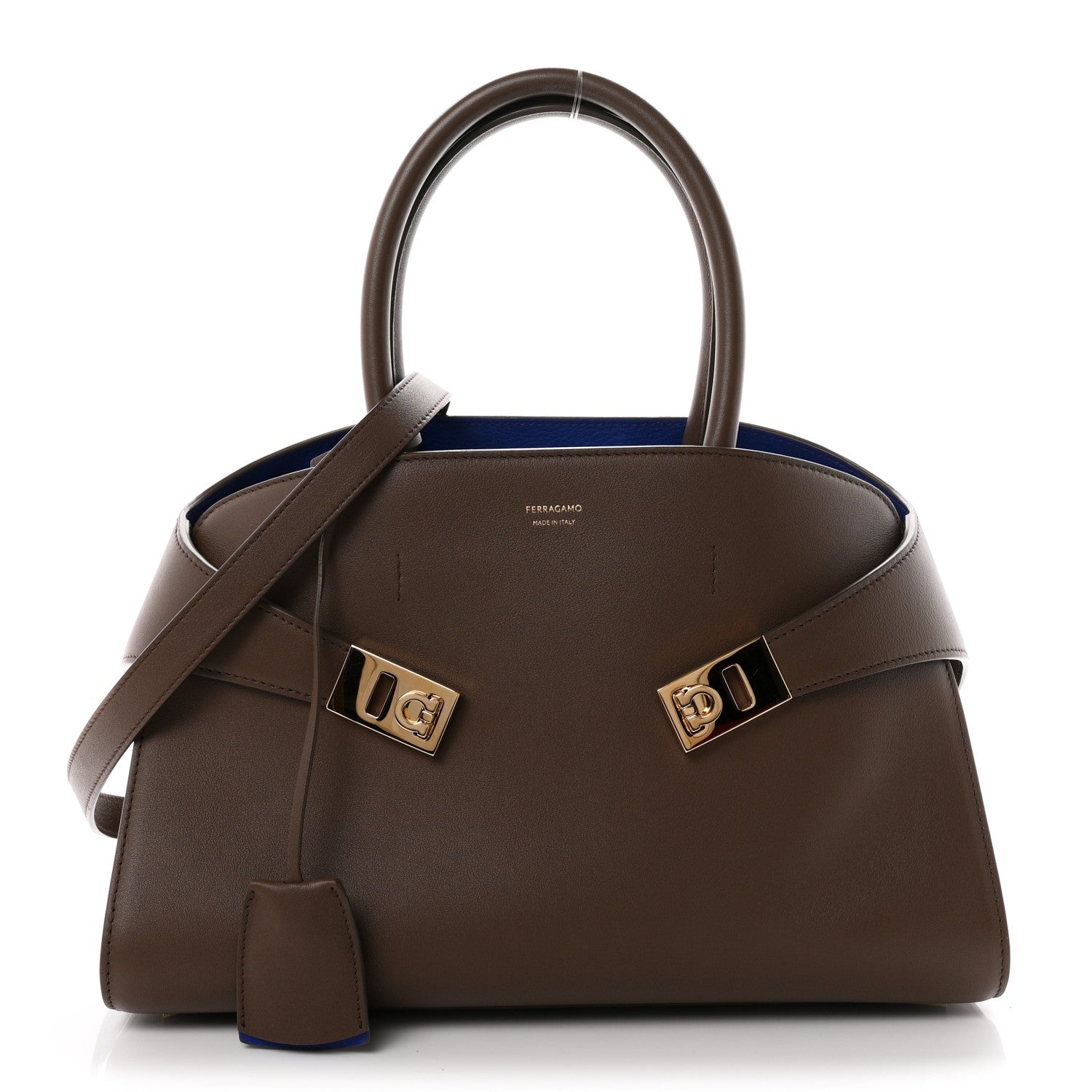Salvatore Ferragamo Calfskin Medium Hug Bag Clay Lapis 1 of 10