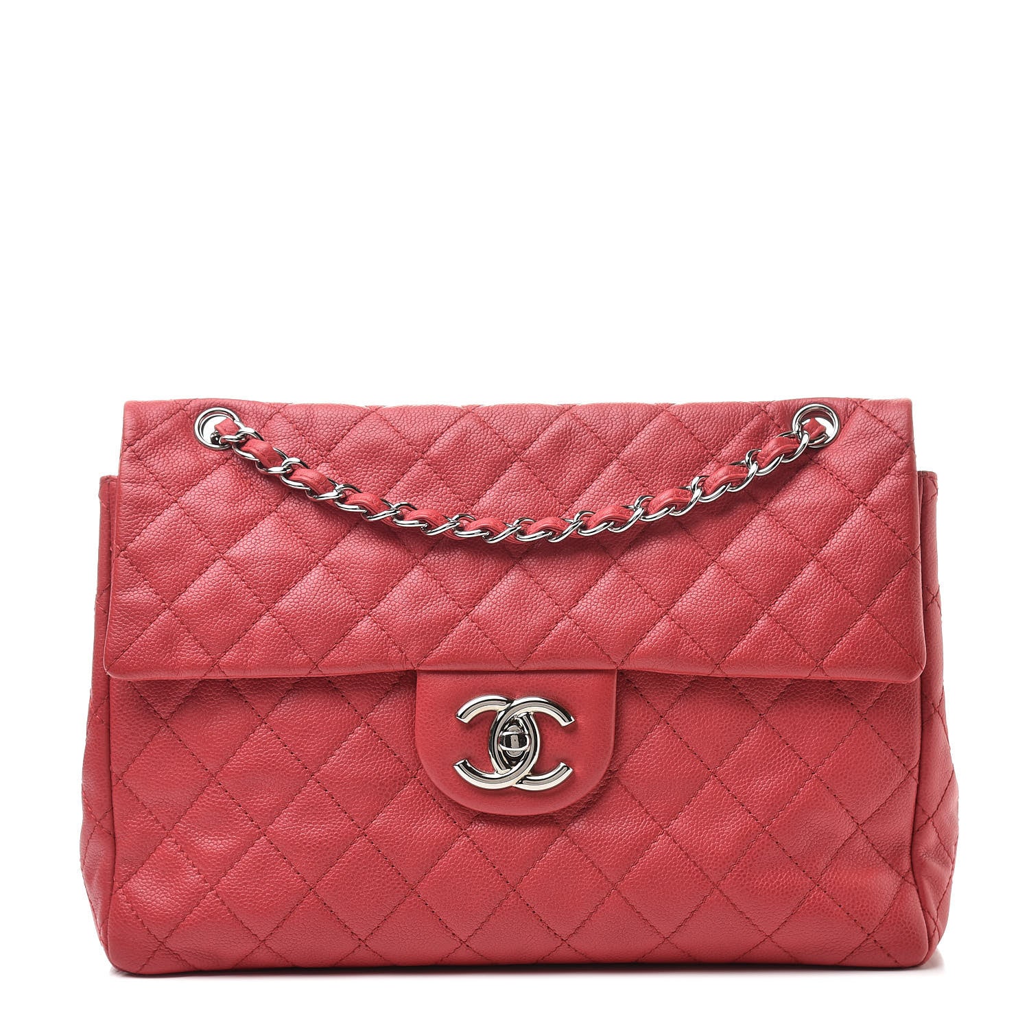 Chanel Washed Caviar Quilted Maxi Single Flap Fuchsia 1 of 13