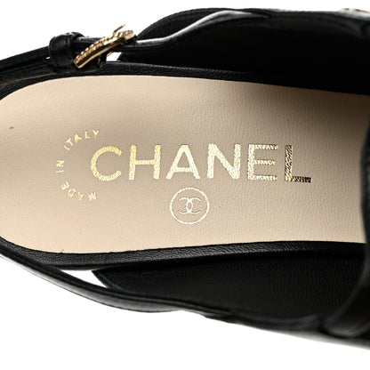 Chanel Lambskin Pearl Open Toe Caged Sandals 40.5 Black 7 of 8