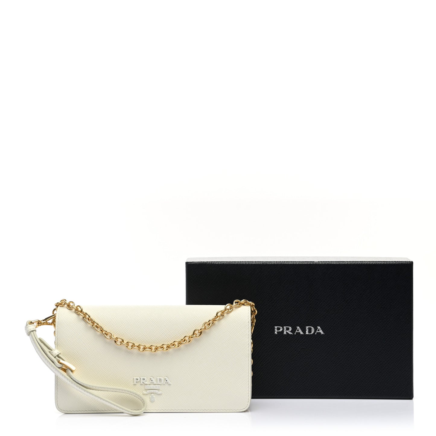 Saffiano Shine Monochrome Mini Flap Crossbody Wristlet Bag Bianco