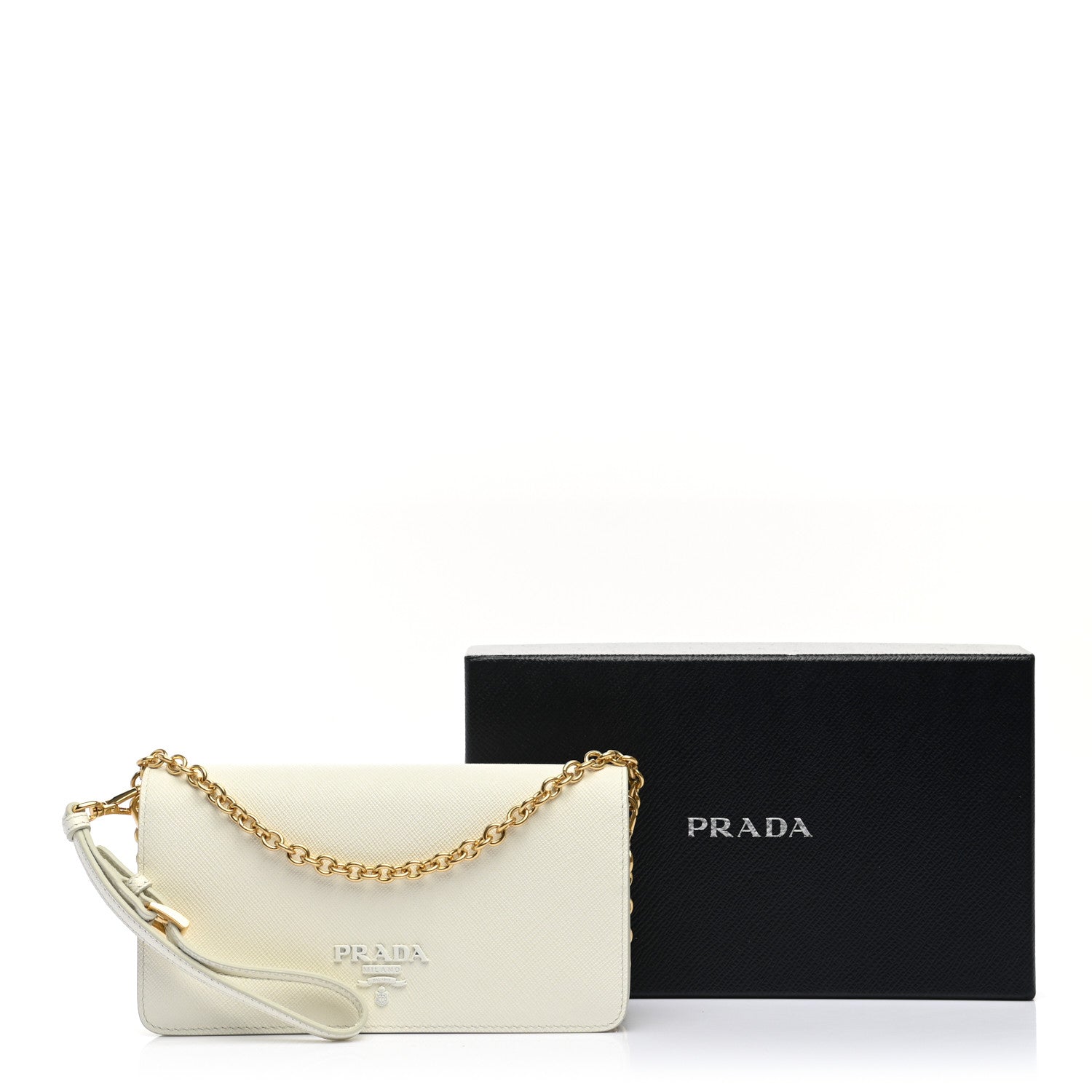 Prada Saffiano Shine Monochrome Mini Flap Crossbody Wristlet Bag Bianco 10 of 10