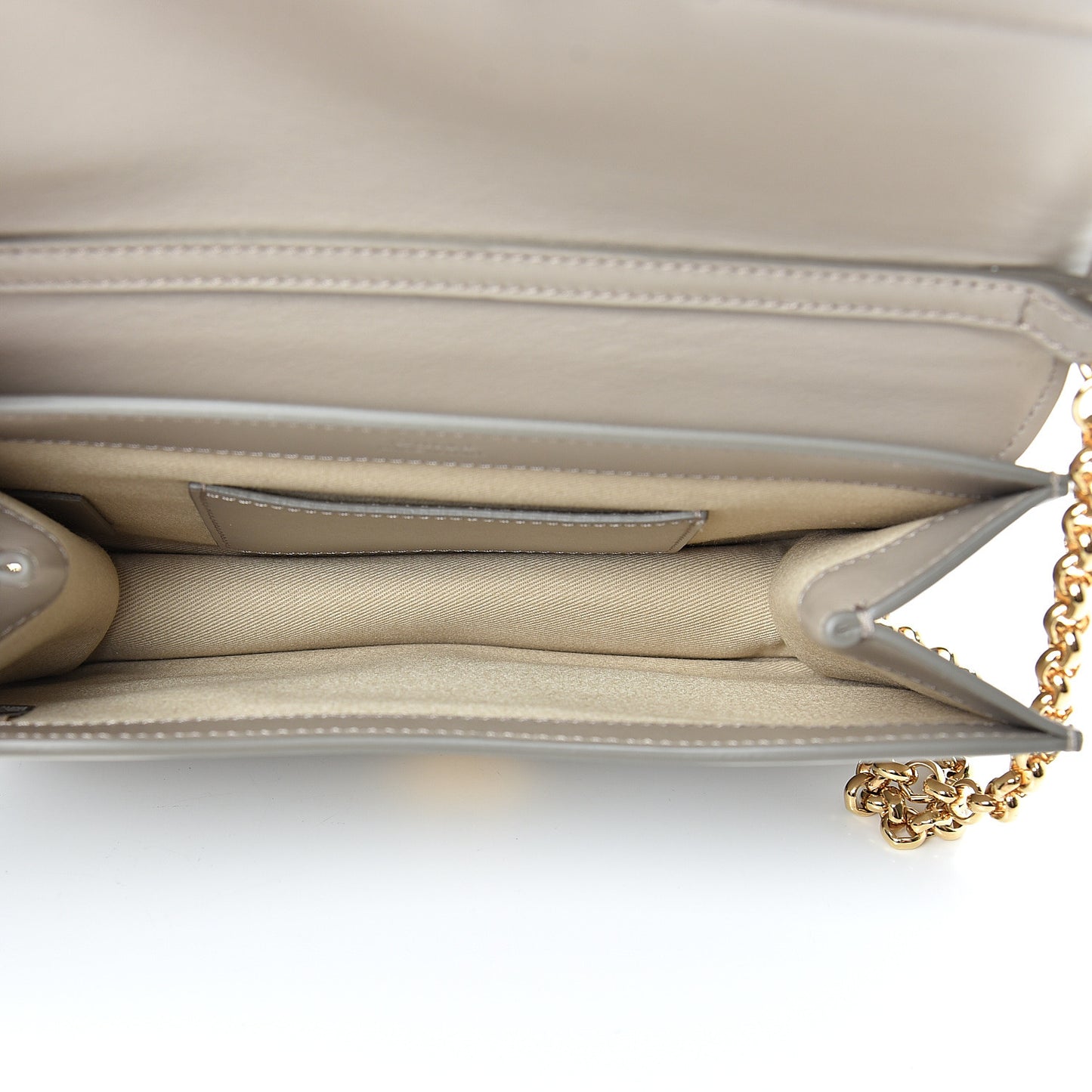 Calfskin Suede C Clutch With Chain Motty Grey