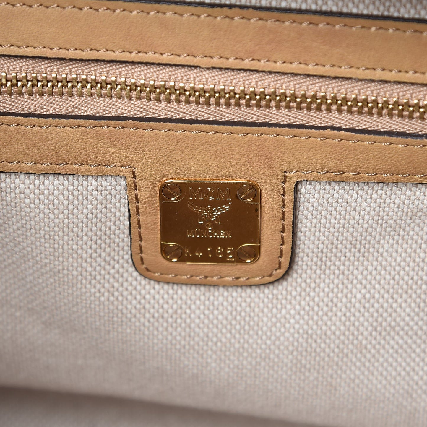 Striped Visetos Satchel Beige