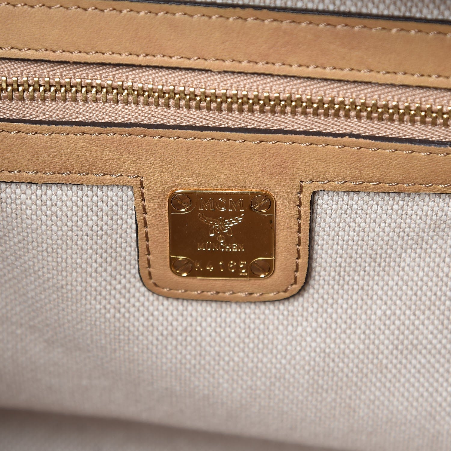 MCM Striped Visetos Satchel Beige 6 of 11