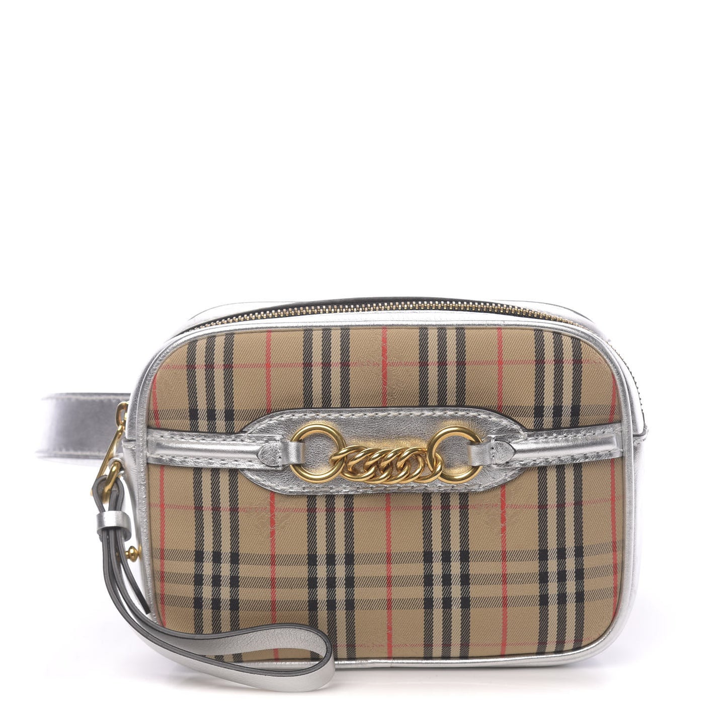 Smooth Calfskin 1983 Knight Check Link Bum Bag Silver
