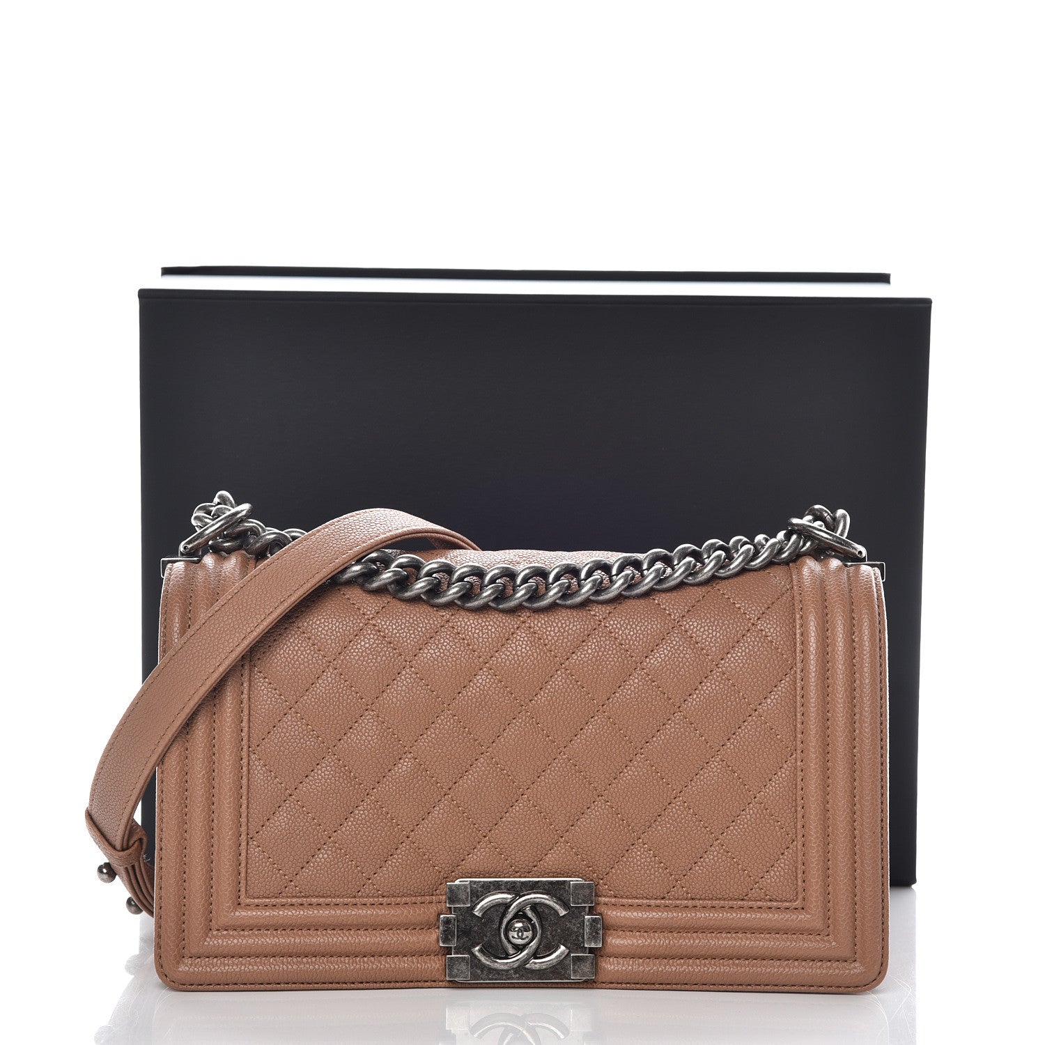 Chanel Caviar Quilted Medium Boy Flap Camel 13 of 13