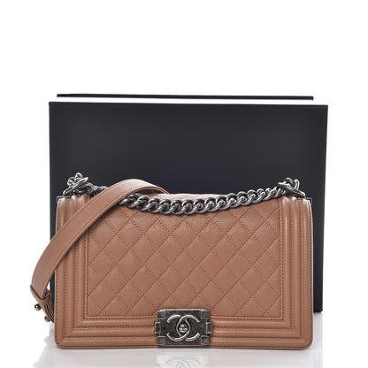 Chanel Caviar Quilted Medium Boy Flap Camel 13 of 13