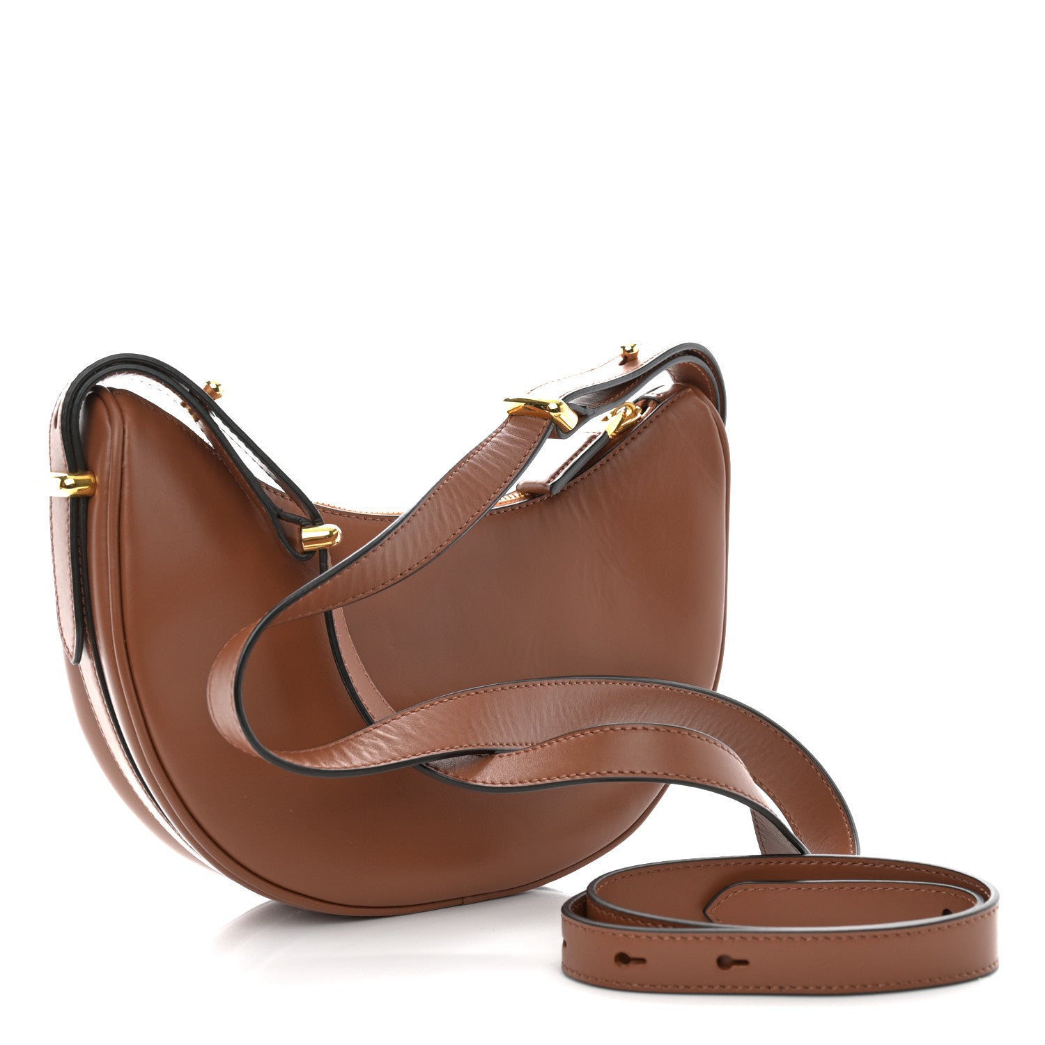Prada Soft Calfskin Arque Shoulder Bag Cognac 3 of 13