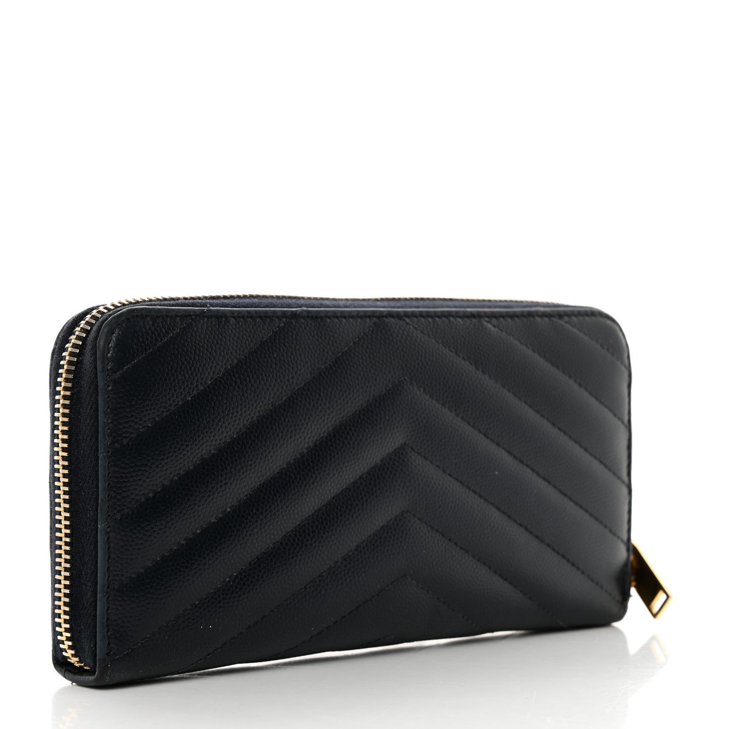 Grain De Poudre Matelasse Chevron Monogram Zip Around Wallet Navy