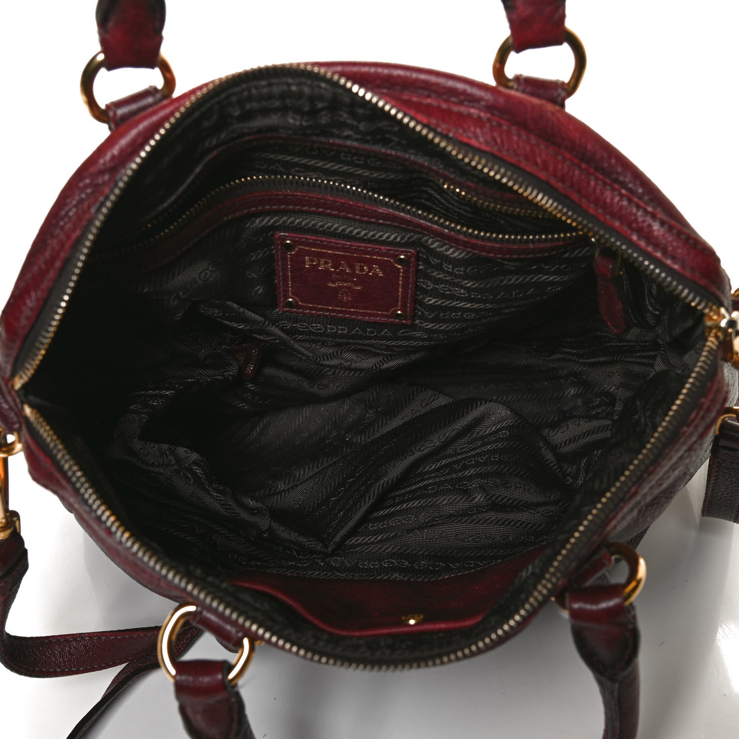 Prada Vitello Daino Shoulder Bag Burgundy 5 of 14