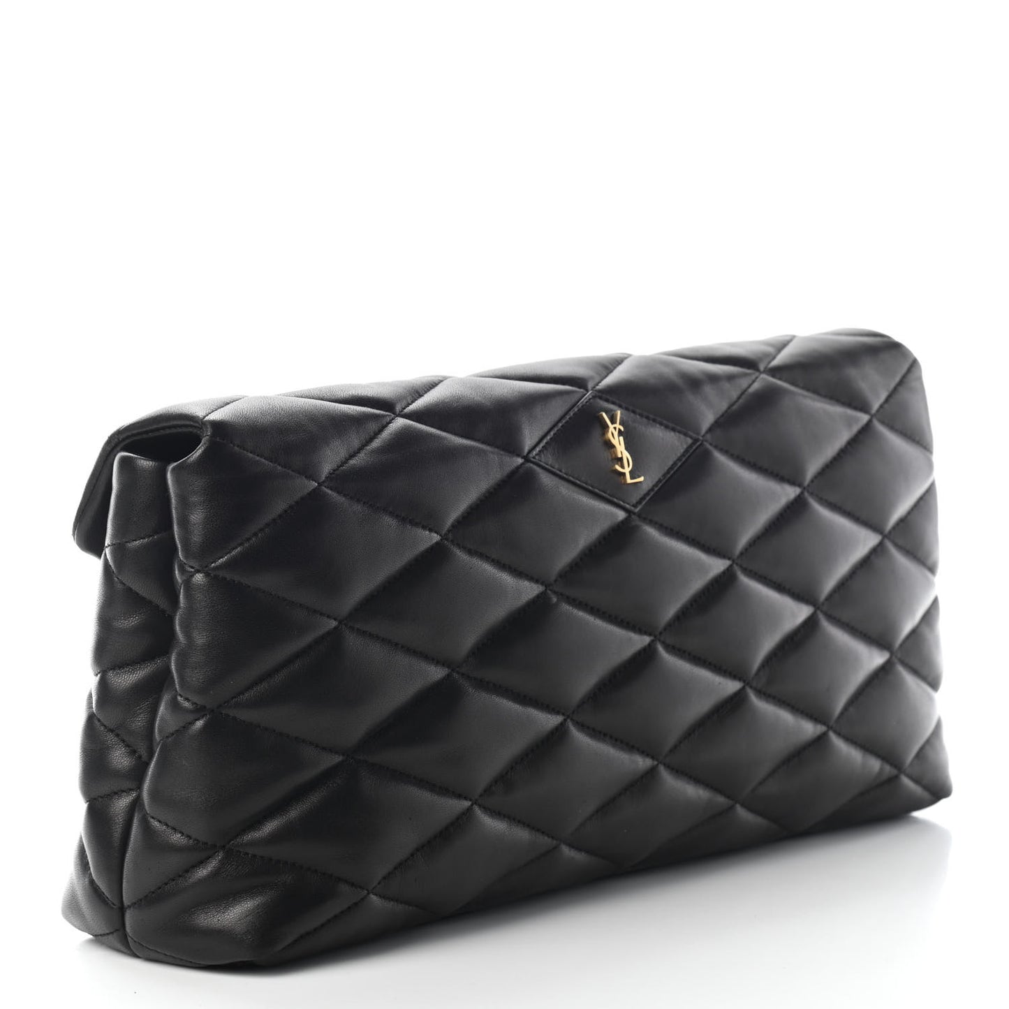 Lambskin Quilted Sade Puffer Envelope Clutch Black
