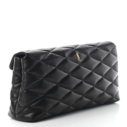 Saint Laurent Lambskin Quilted Sade Puffer Envelope Clutch Black 2 of 8