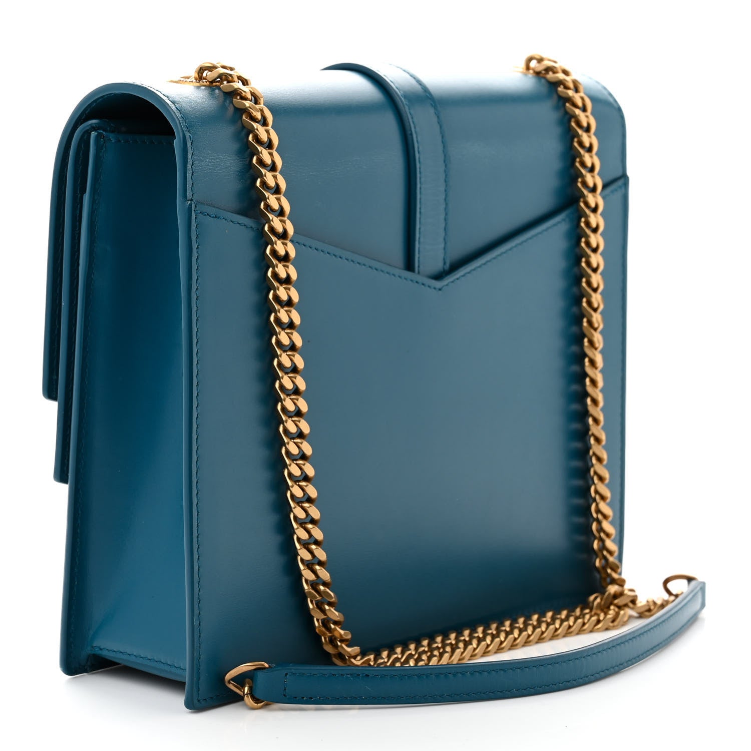 Saint Laurent Smooth Calfskin Monogram Medium Sulpice Shoulder Bag Deep Sea 3 of 11
