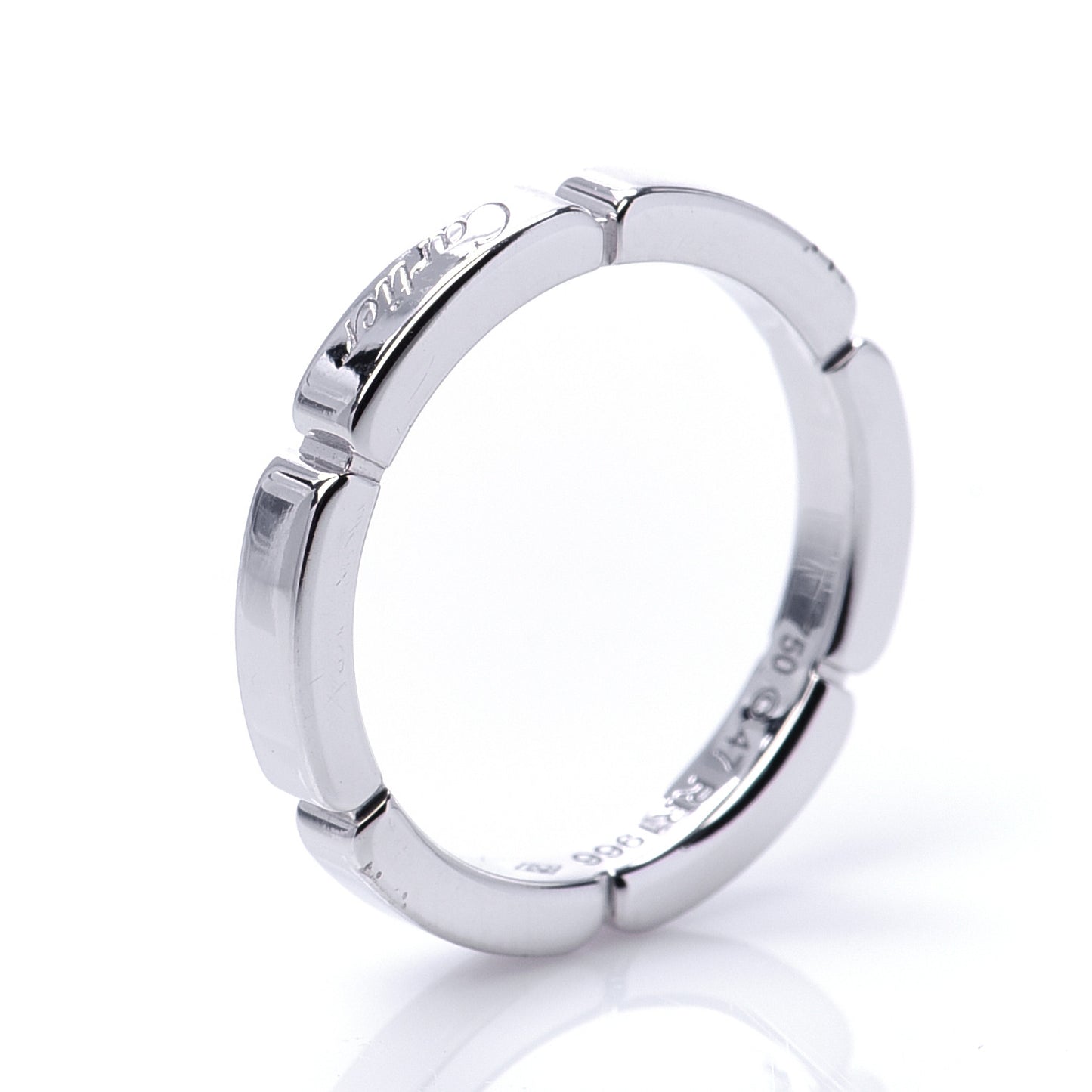 18K White Gold 2.5mm Maillon Panthere Wedding Band Ring 47 4