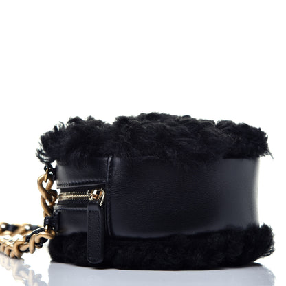 Chanel Shearling Sheepskin Chanel 19 Round Clutch With Chain Black 8 of 9
