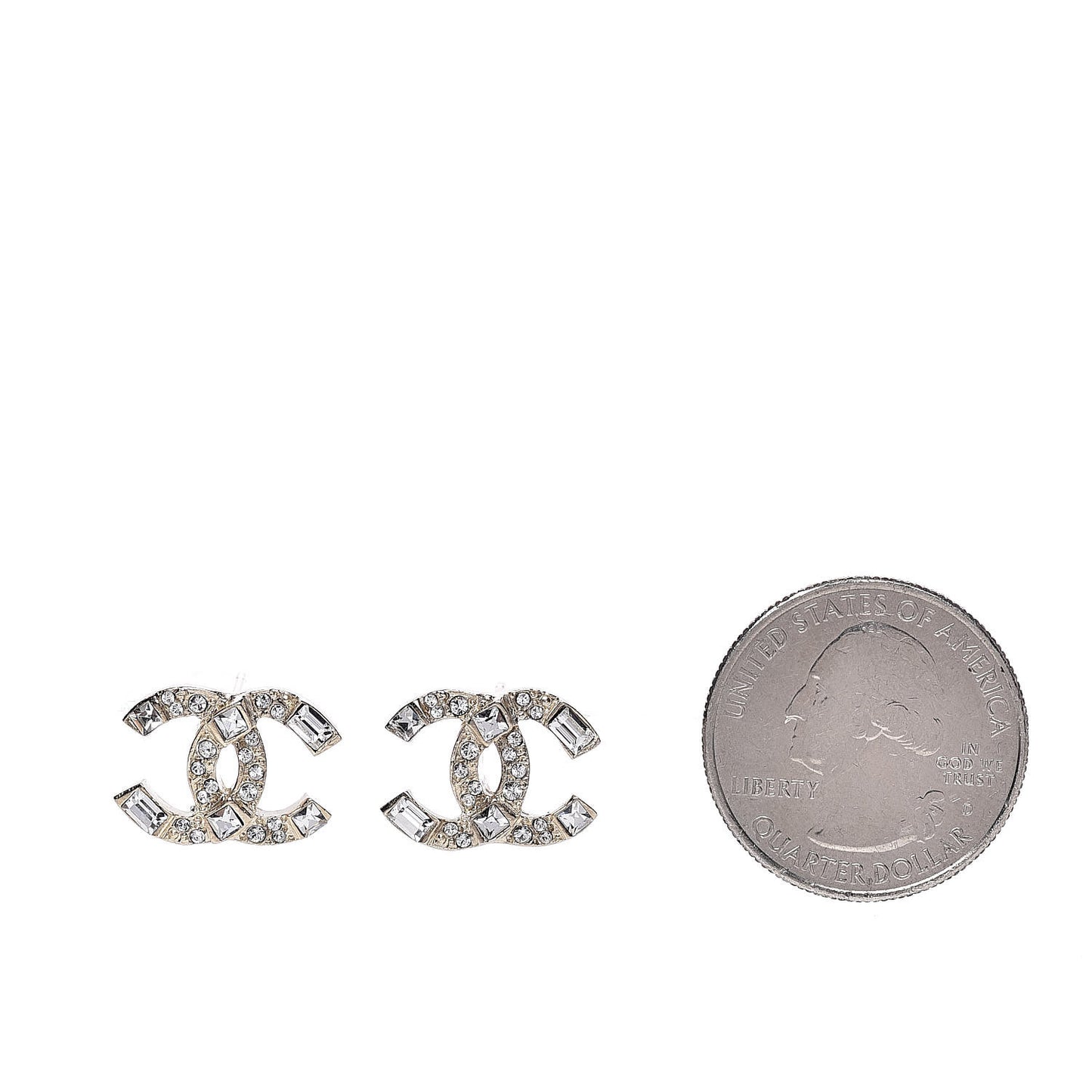 Crystal Baguette CC Earrings Gold
