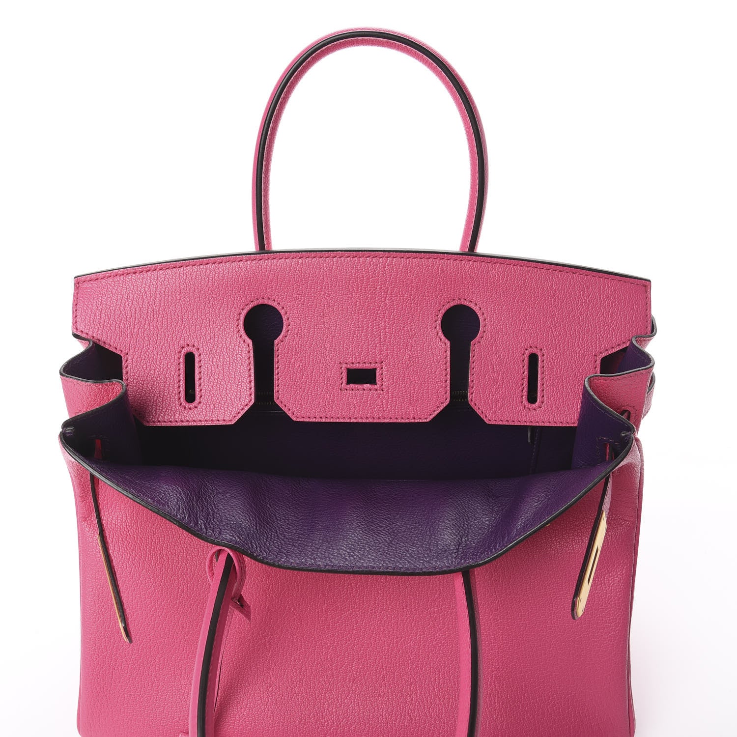 Hermes Chevre Mysore Horseshoe Birkin 30 Rose Tyrien Ultraviolet 9 of 35