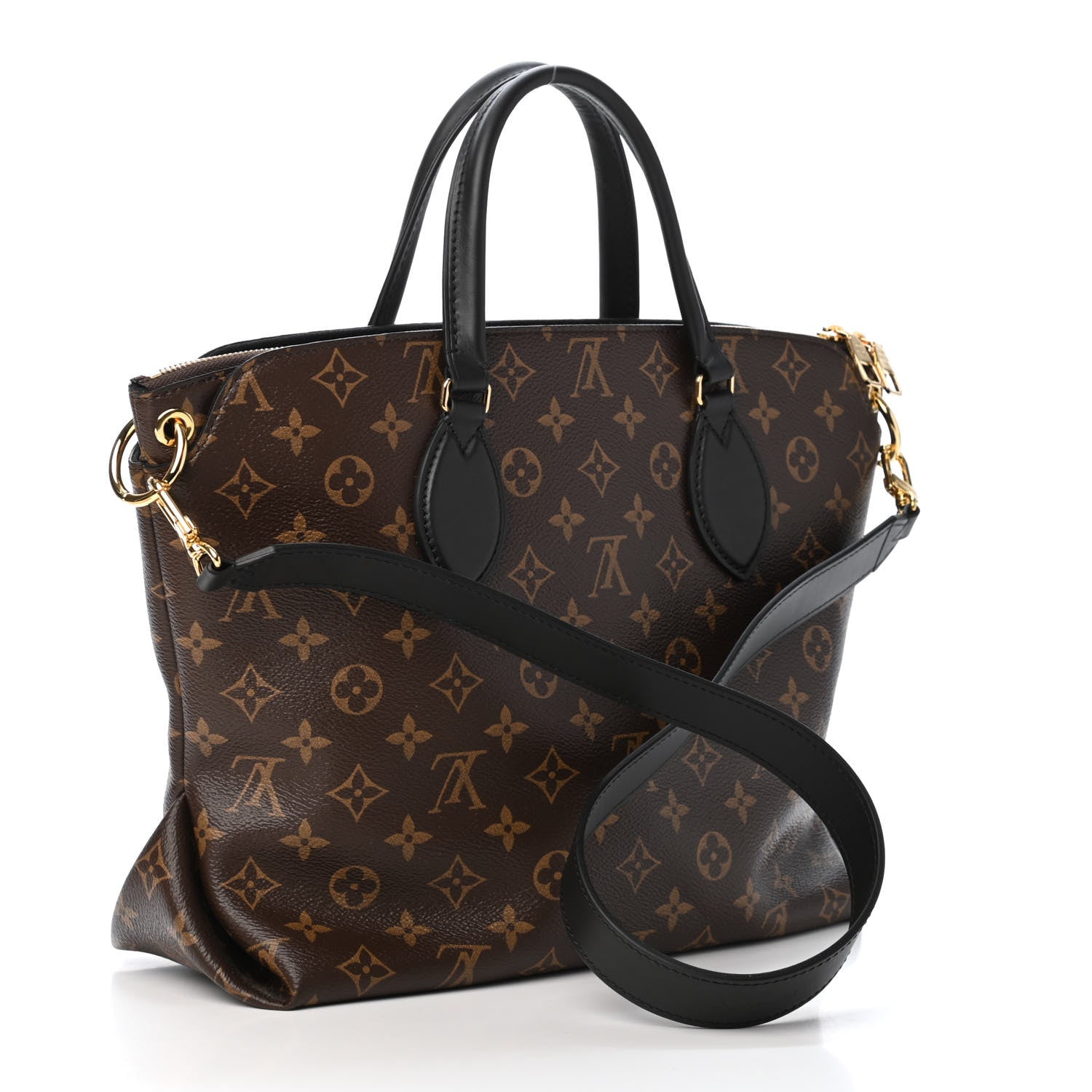 Louis Vuitton Monogram Flower Zipped Tote MM Black 2 of 4