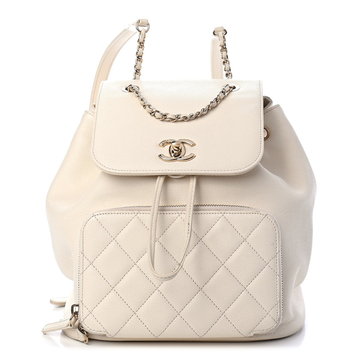 Caviar Quilted Business Affinity Backpack White