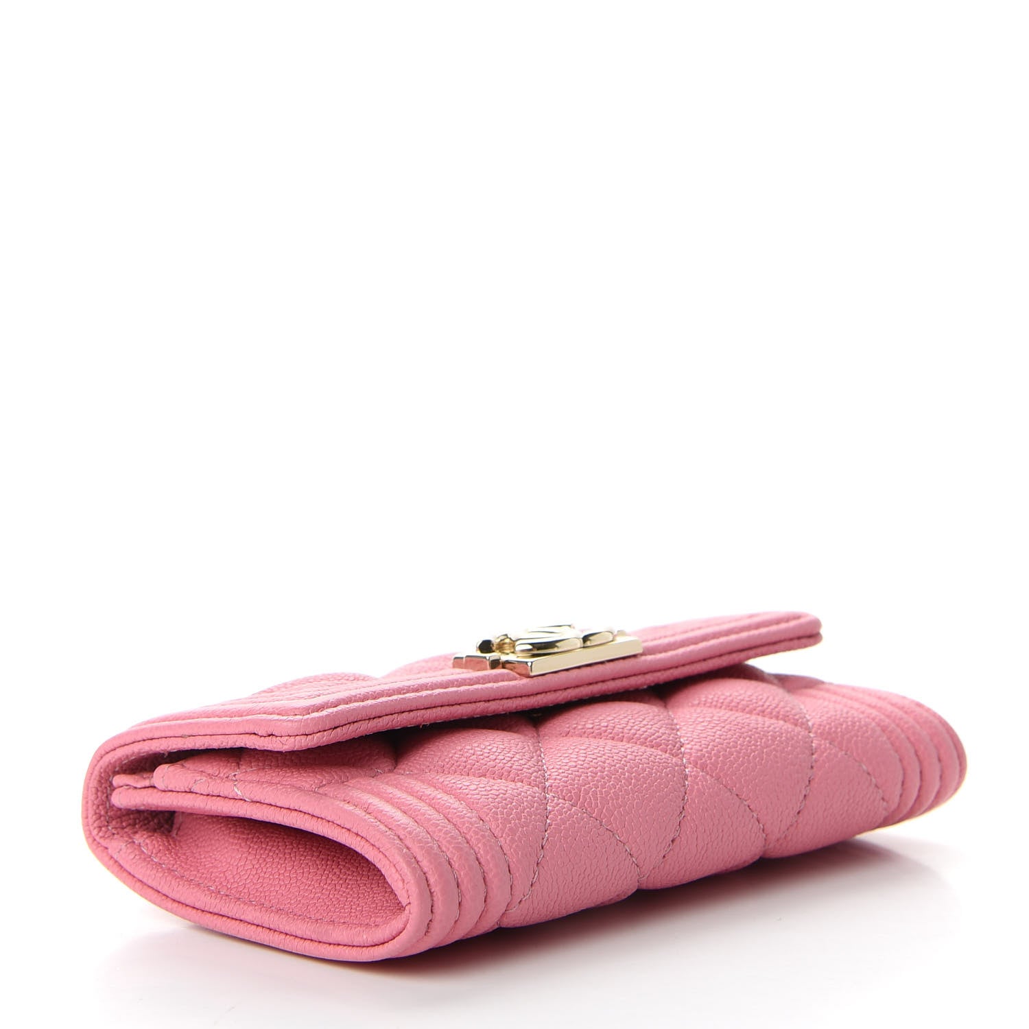 Chanel Caviar Quilted Boy Flap Card Holder Wallet Light Pink 4 of 9