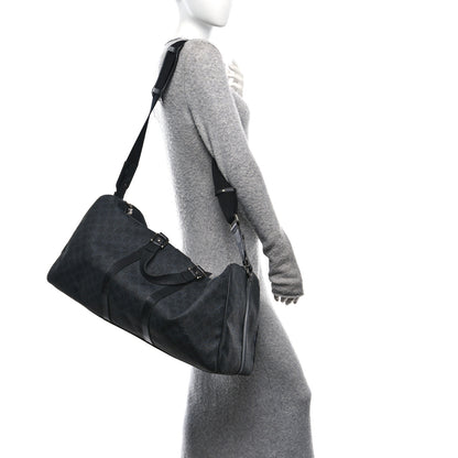 Gucci GG Supreme Monogram Medium Carry-On Duffle Bag Black Grey 2 of 12