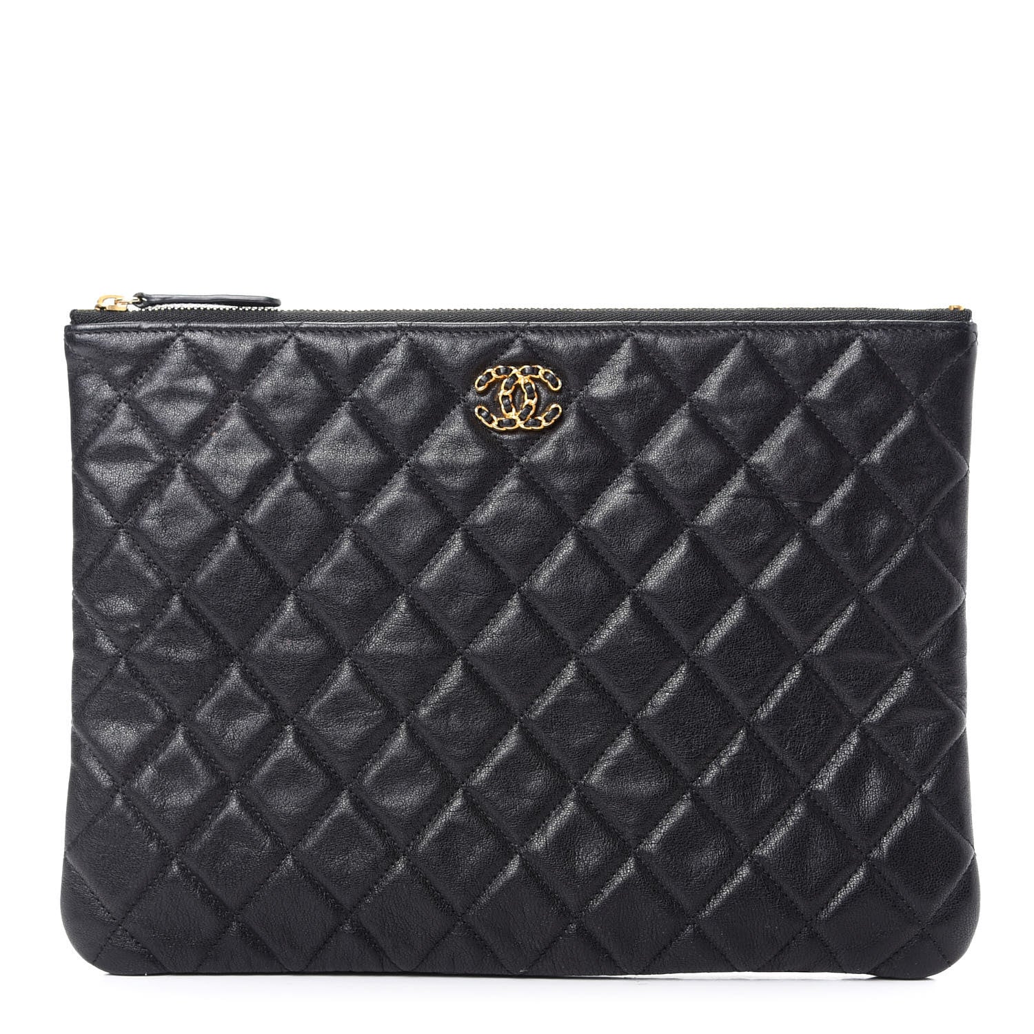 Chanel Lambskin Quilted Chanel 19 Medium Cosmetic Case Black 1 of 7