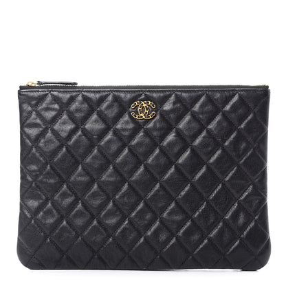 Chanel Lambskin Quilted Chanel 19 Medium Cosmetic Case Black 1 of 7