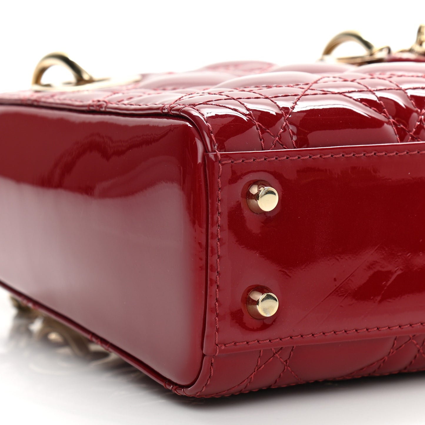 Patent Cannage Mini Lady Dior Red