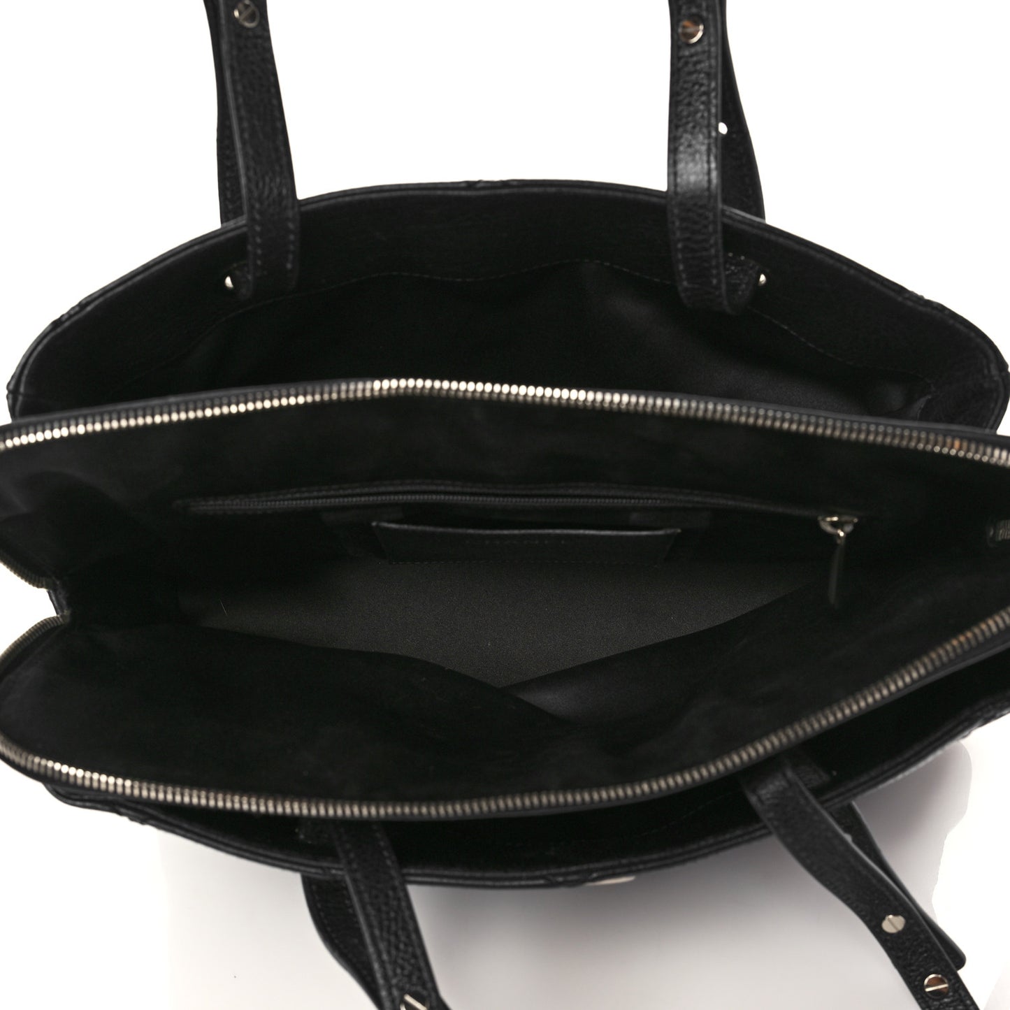 Glazed Calfskin On the Road Zip Tote Black