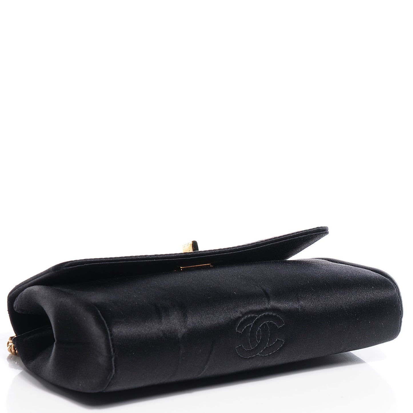 Satin Mademoiselle Flap Bag Black