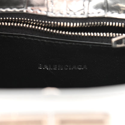 Balenciaga Metallic Super Supple Calfskin Crocodile Embossed Small XX Bag Silver 6 of 9