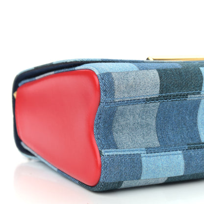Louis Vuitton Denim Damier Monogram Twist Shoulder Bag MM Blue Rouge 8 of 9