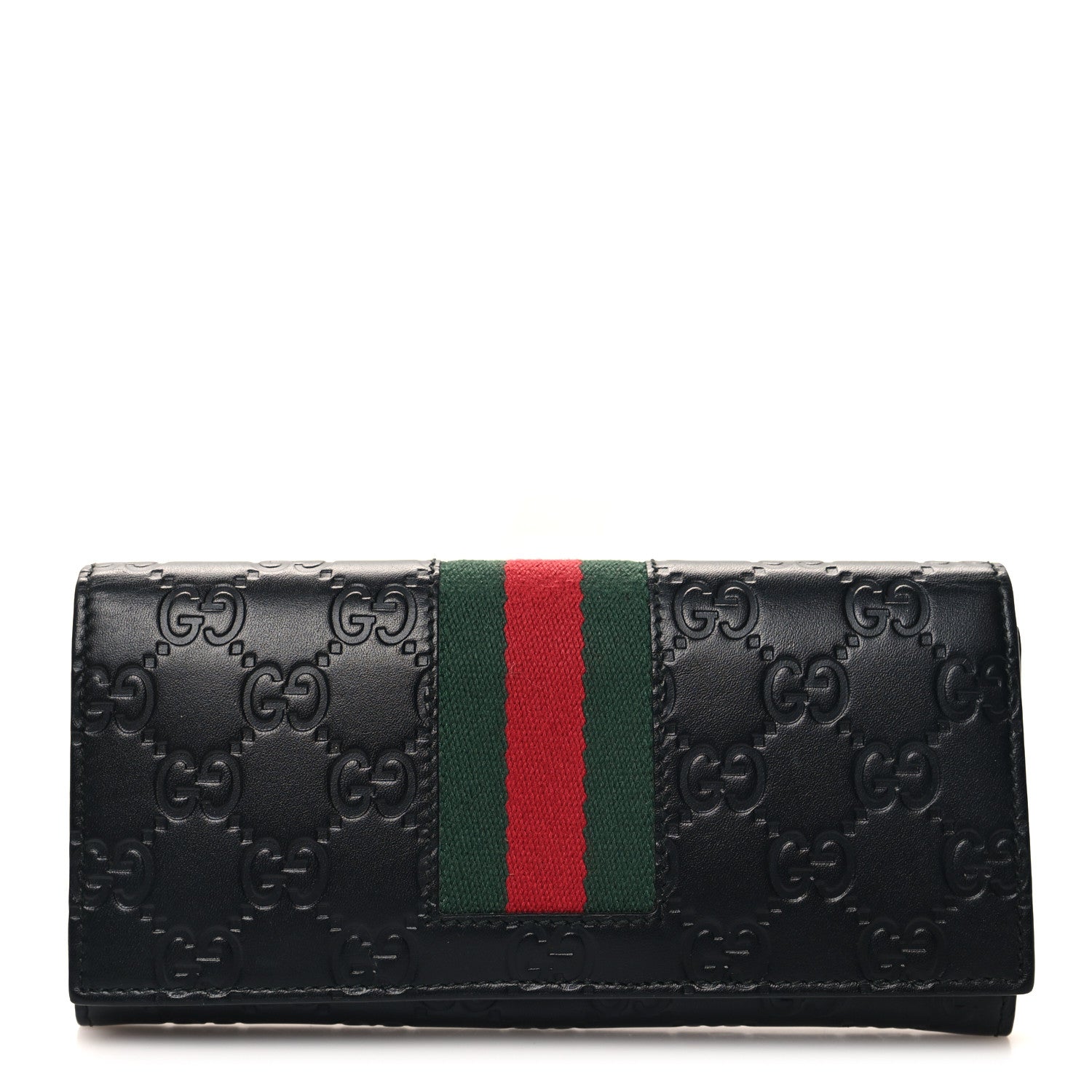 Gucci Guccissima Signature Web New Web Continental Wallet Black 1 of 9
