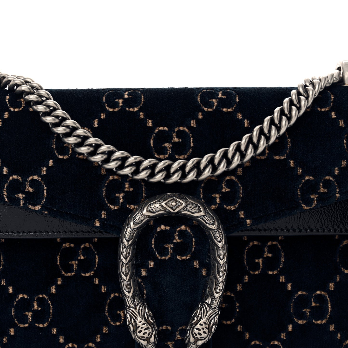 Velvet Skipper GG Monogram Small Dionysus Shoulder Bag Blue Beige Black