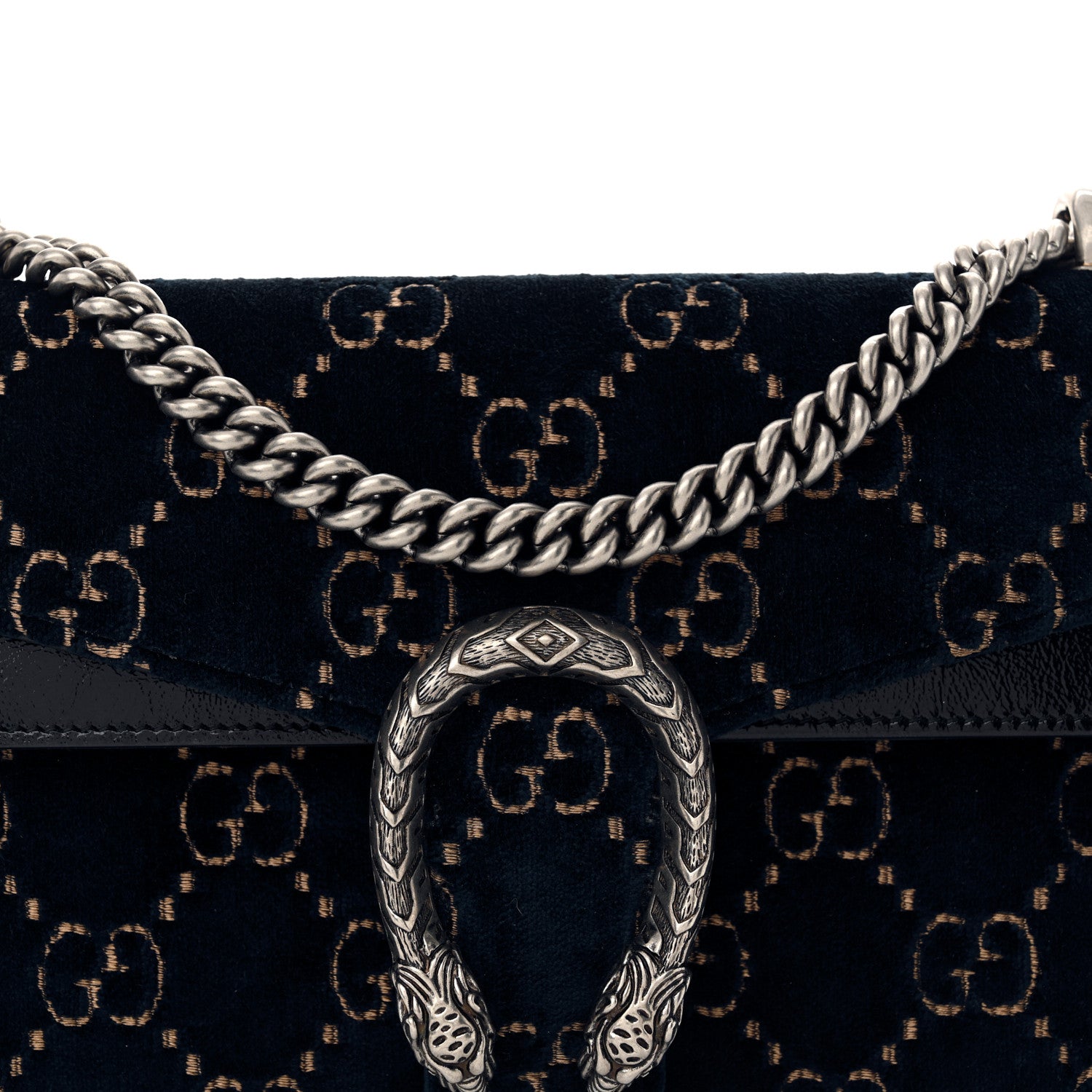 Gucci Velvet Skipper GG Monogram Small Dionysus Shoulder Bag Blue Beige Black 8 of 11