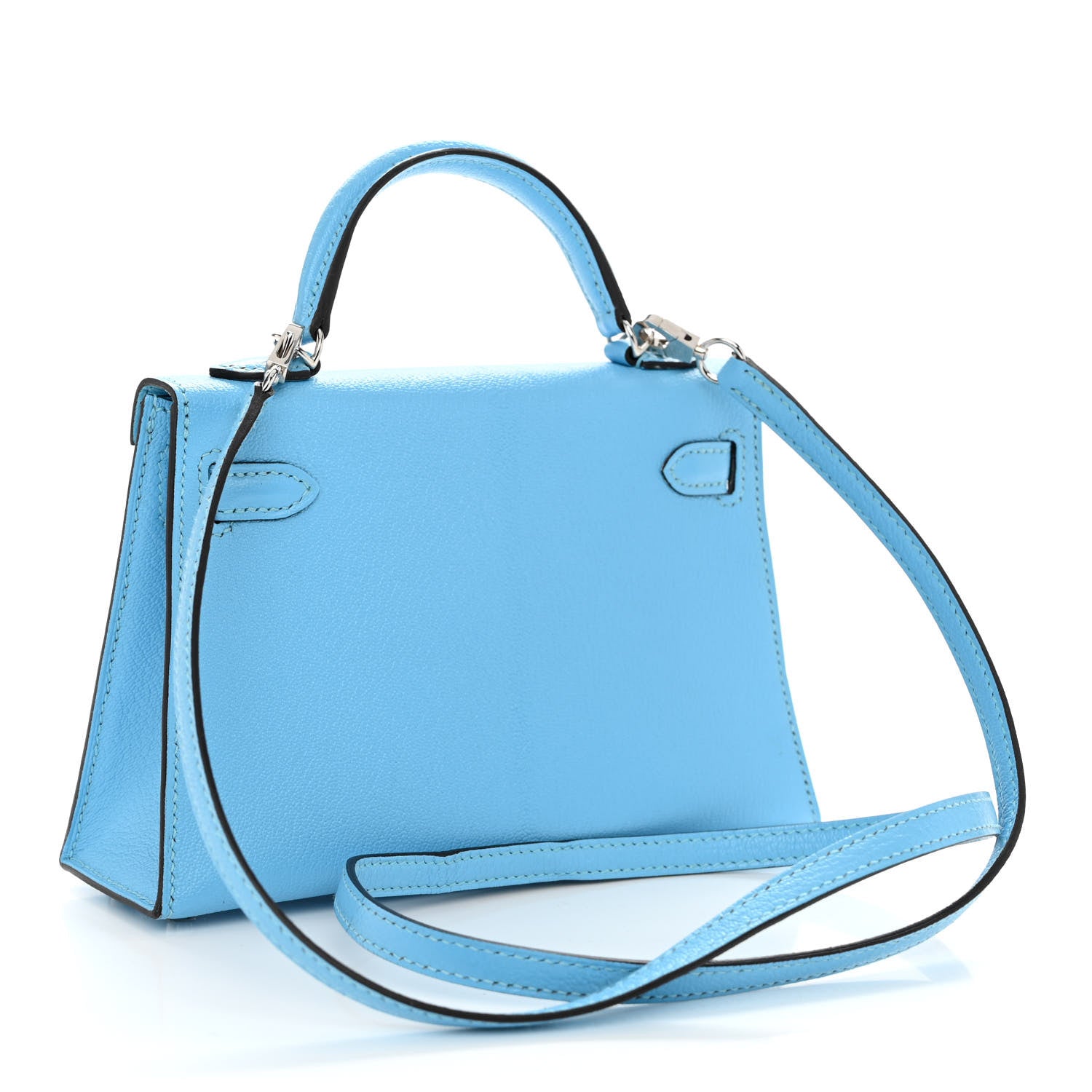 Hermes Chevre Mysore Mini Kelly Sellier 20 Celeste 3 of 13