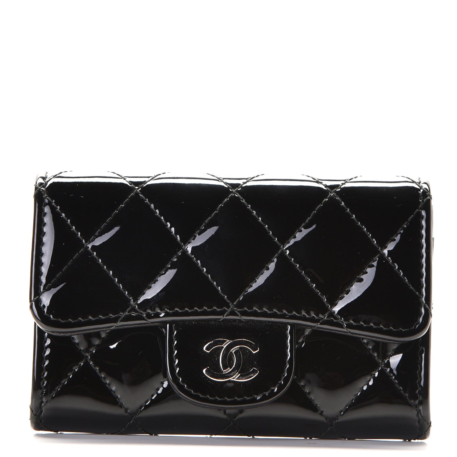 Chanel Patent Quilted Flap Card Holder Black 1 of 6