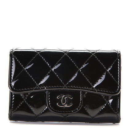 Chanel Patent Quilted Flap Card Holder Black 1 of 6