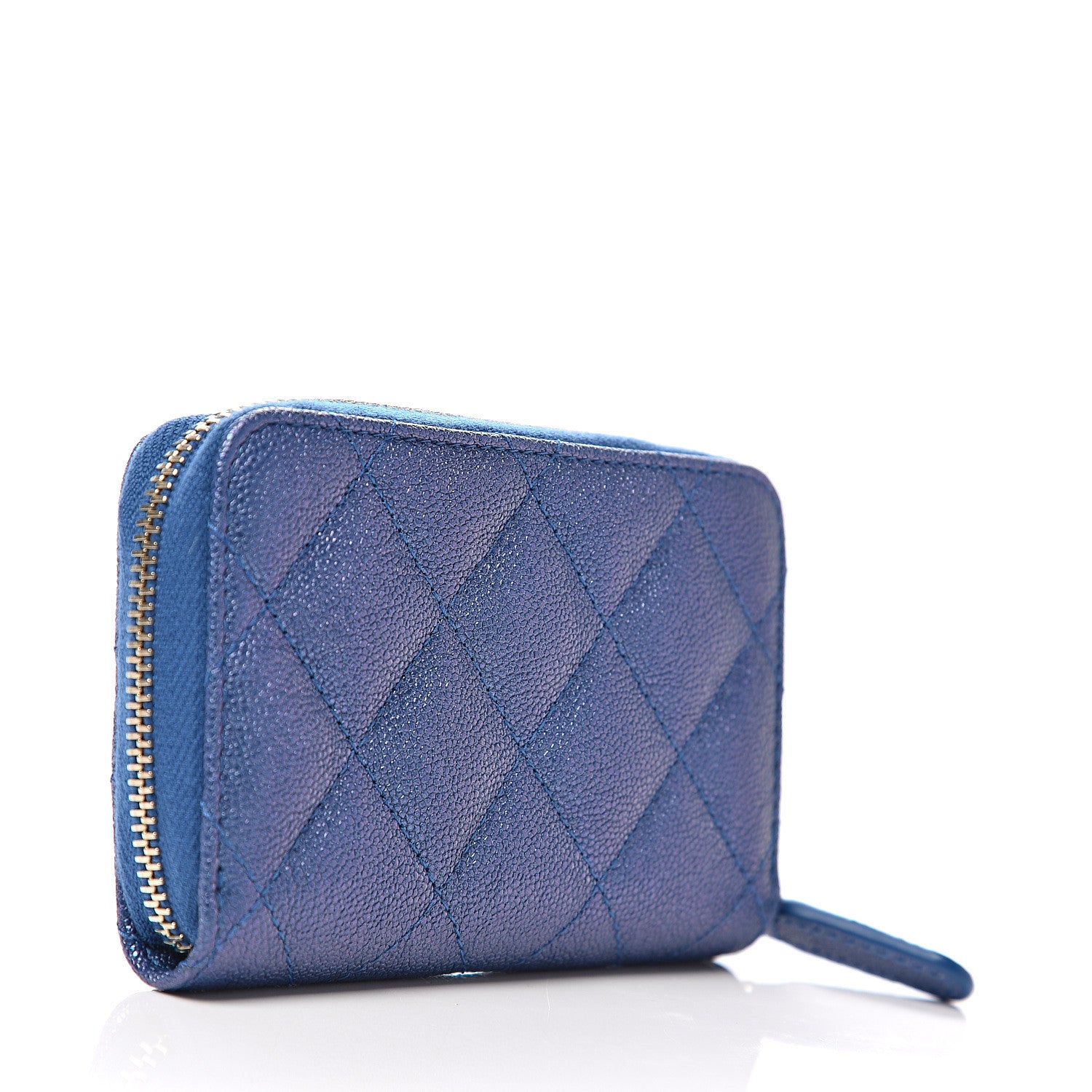 Chanel Iridescent Caviar Quilted Zip Around Coin Purse Dark Blue 2 of 6