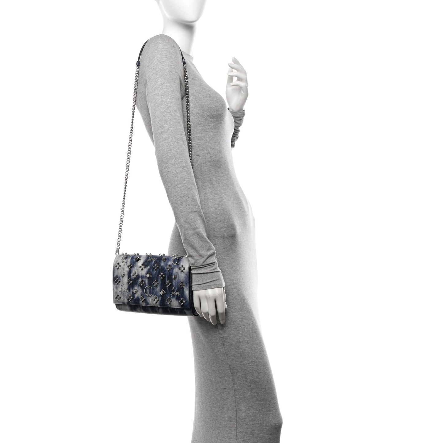 Calfskin Printed Punk Spikes Paloma Clutch Multicolor