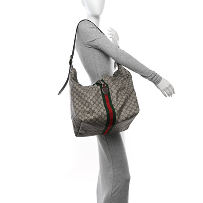 Gucci Tender GG Supreme Monogram Textured Dollar Calfskin Web Medium Jackie 1961 Crossbody Bag Beige Ebony New Acero 3 of 11