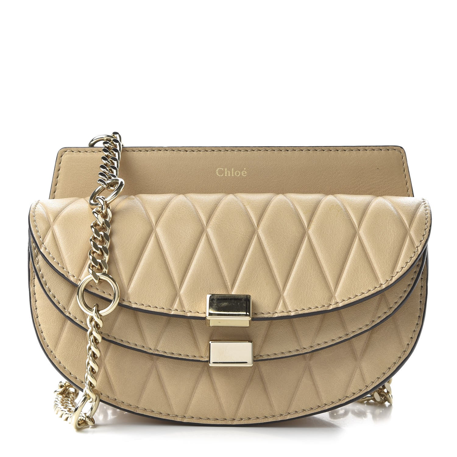 Chloe Calfskin Embossed Nano Georgia Crossbody Bag Sand 1 of 10