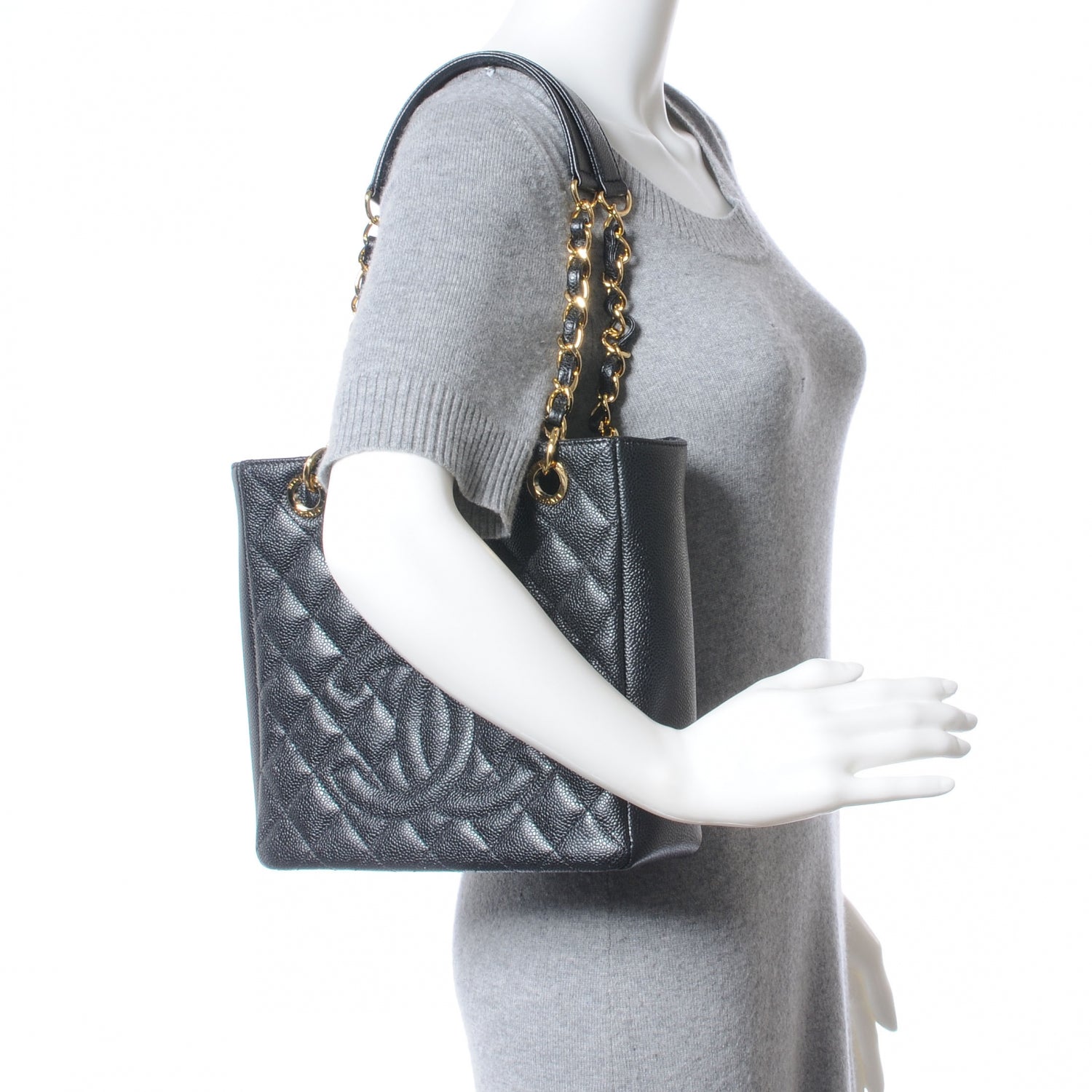 Chanel Caviar Petit Shopping Tote PST Black 2 of 9