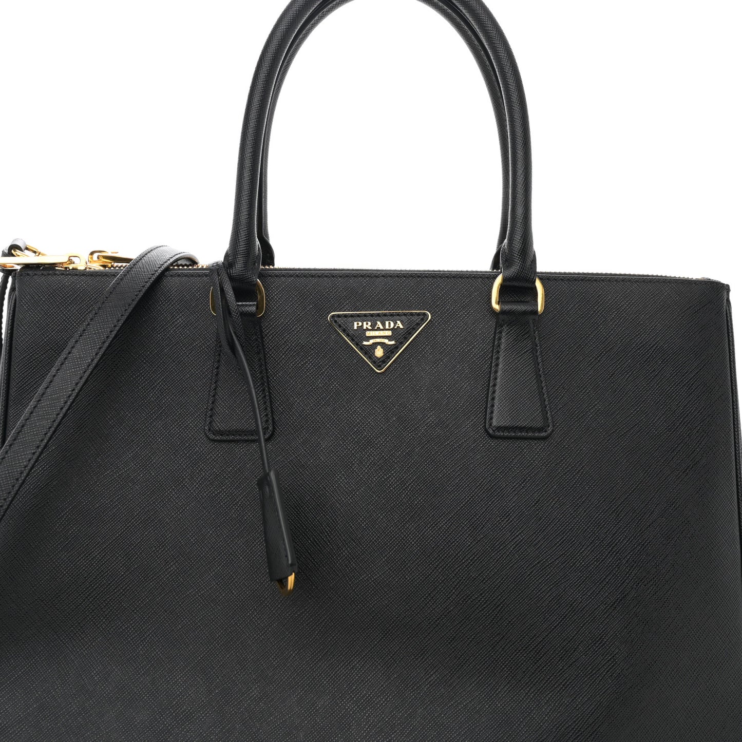 Saffiano Lux Large Galleria Double Zip Tote Black