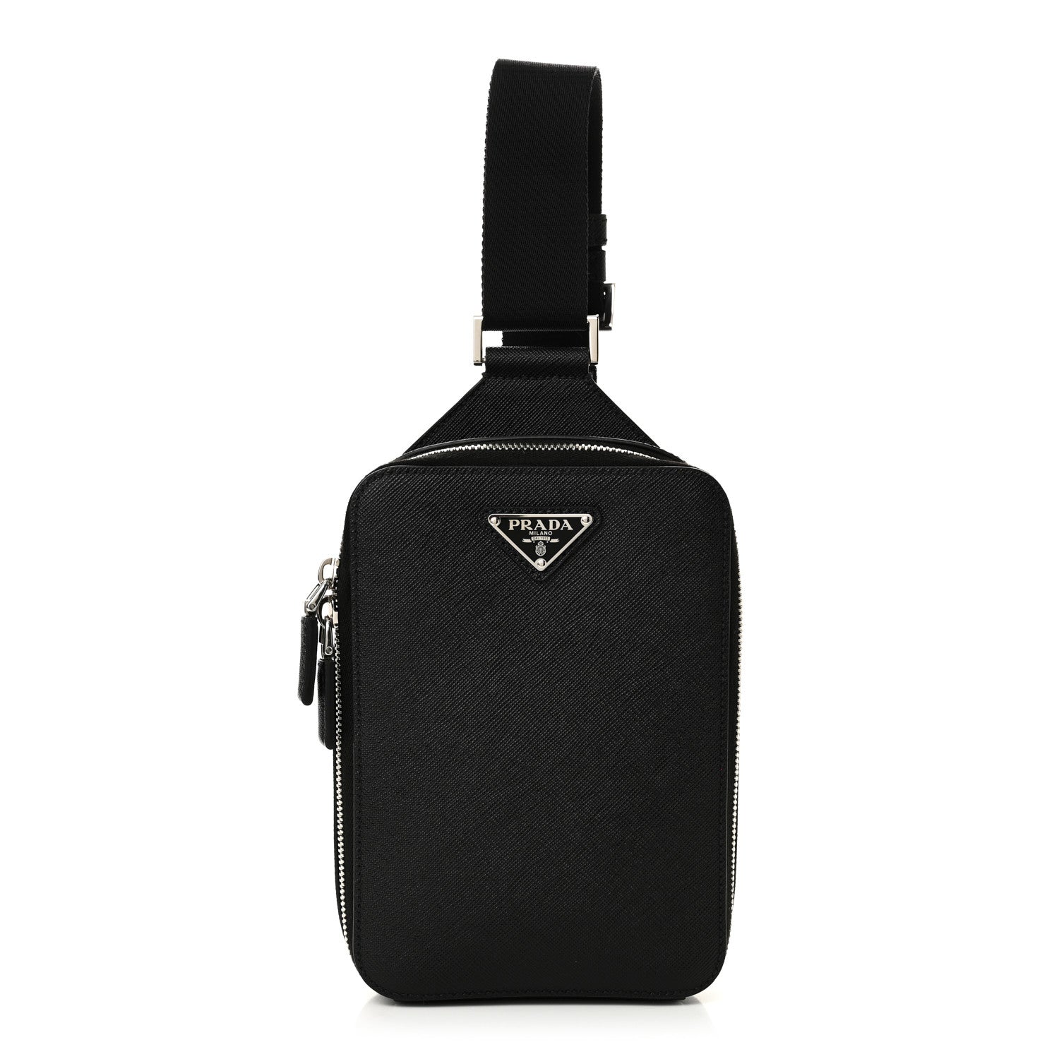 Prada Saffiano Travel Brique Crossbody Messenger Bag Black 1 of 9